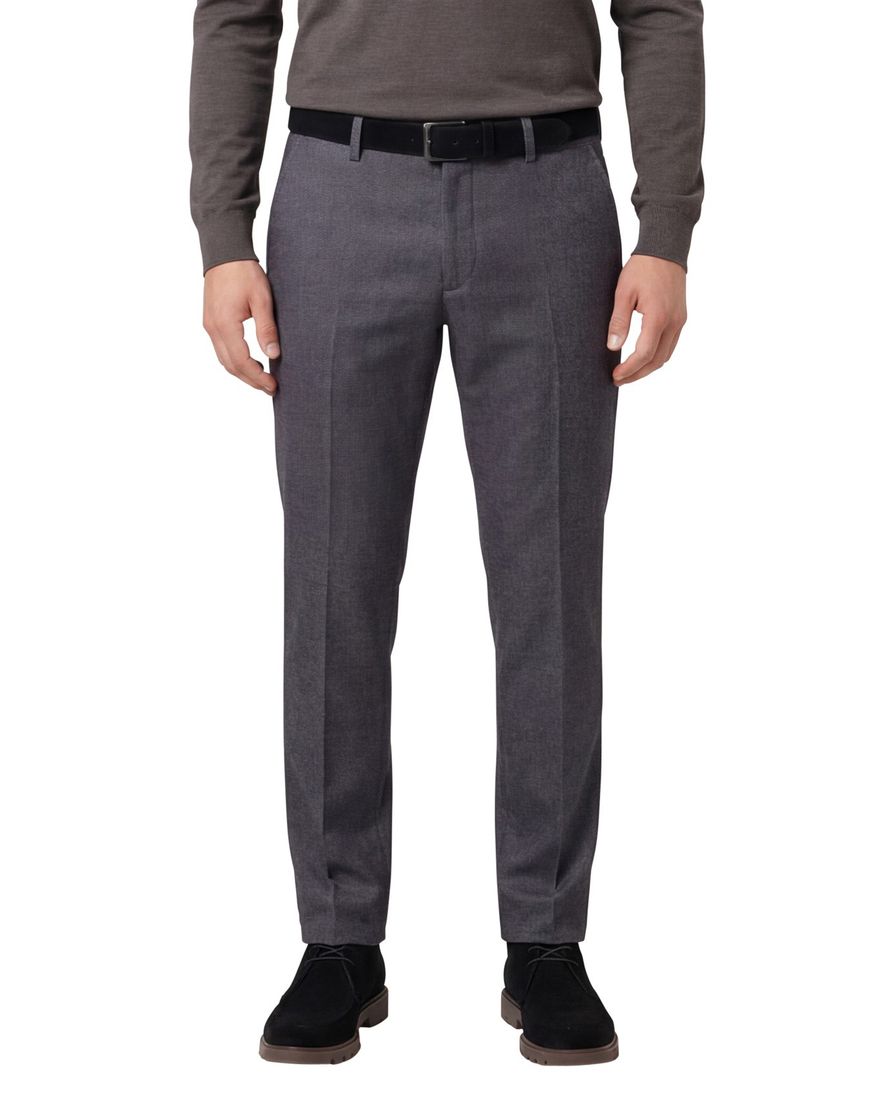 Gardeur katoenen broek grijs effen normale fit