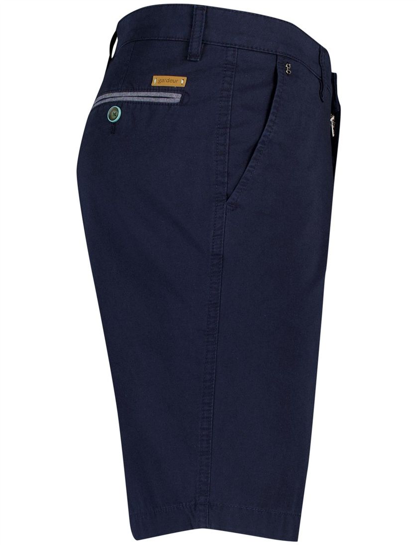 Gardeur Pantalon kort donkerblauw katoen effen