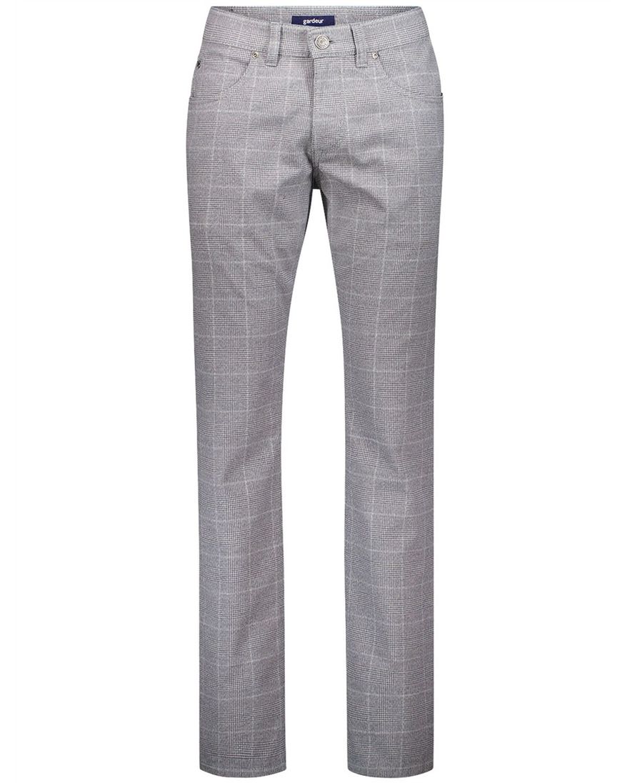 Gardeur grijs pantalon katoen geruit