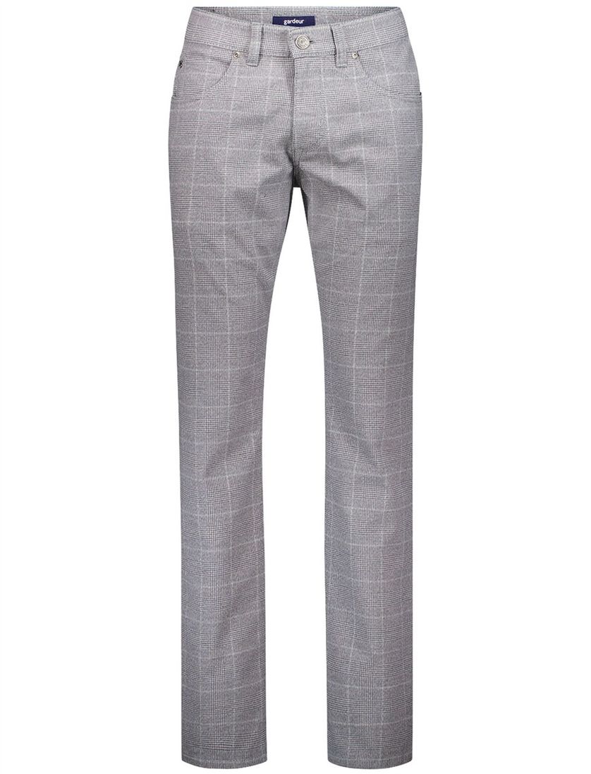 Gardeur katoenen pantalon grijs geruit