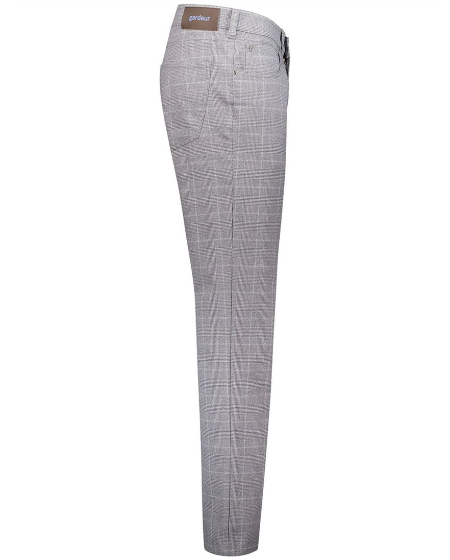 Gardeur grijs pantalon katoen geruit
