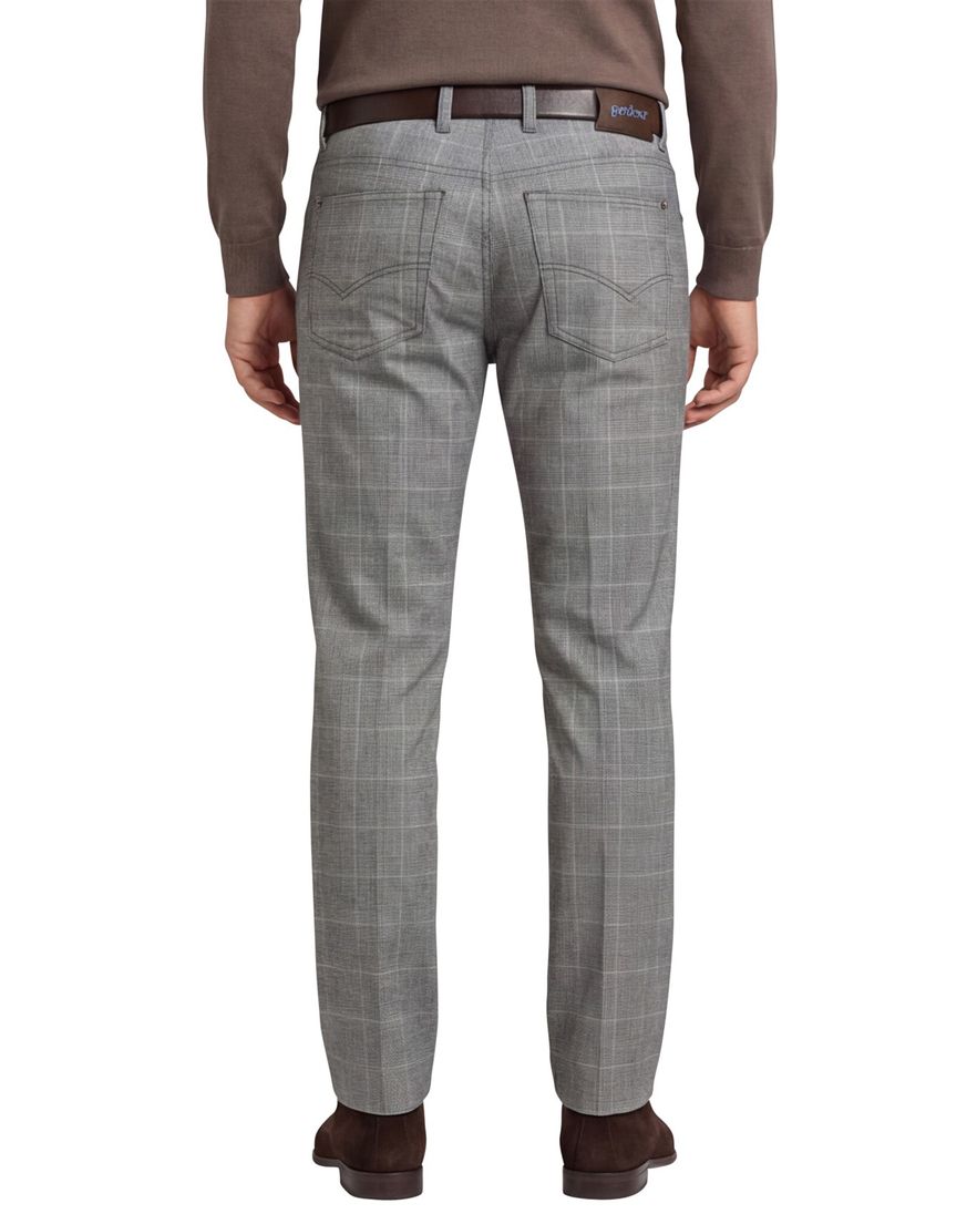 Gardeur grijs pantalon katoen geruit