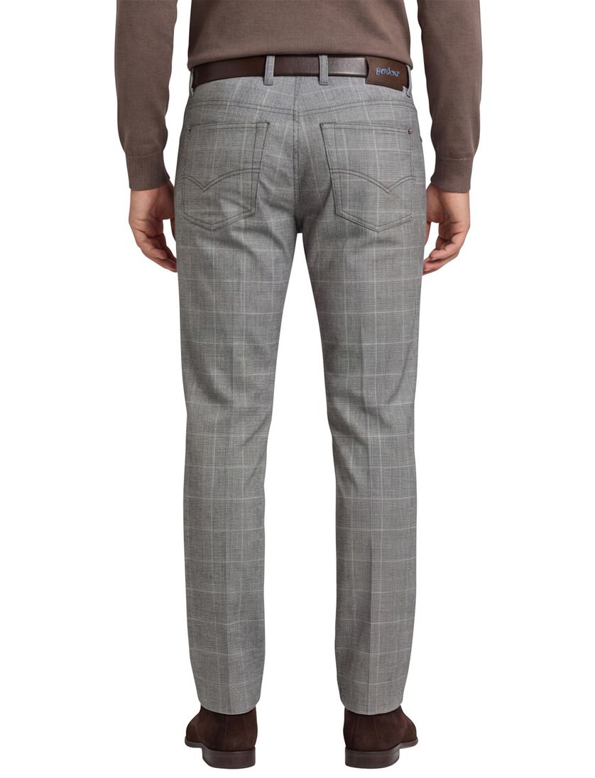 Gardeur katoenen pantalon grijs geruit