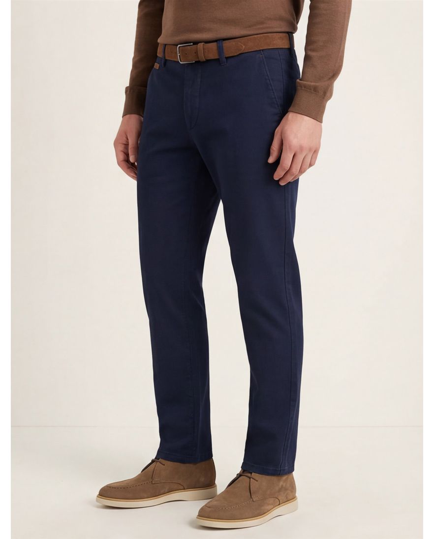 Gardeur pantalon effen donkerblauw flatfront