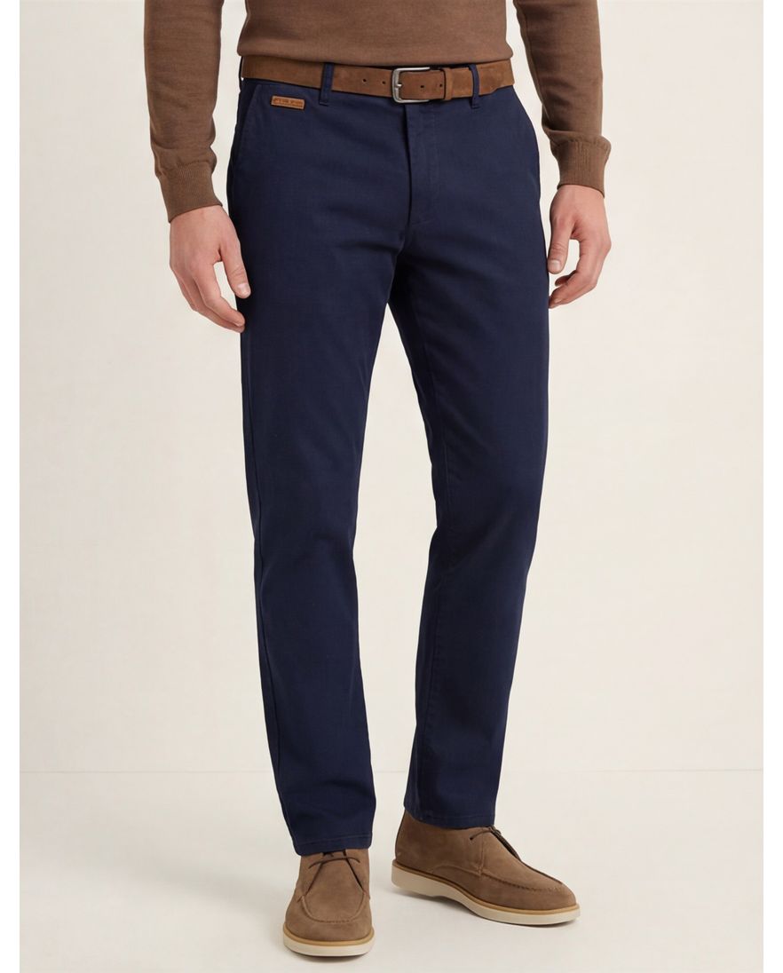 Gardeur pantalon effen donkerblauw flatfront