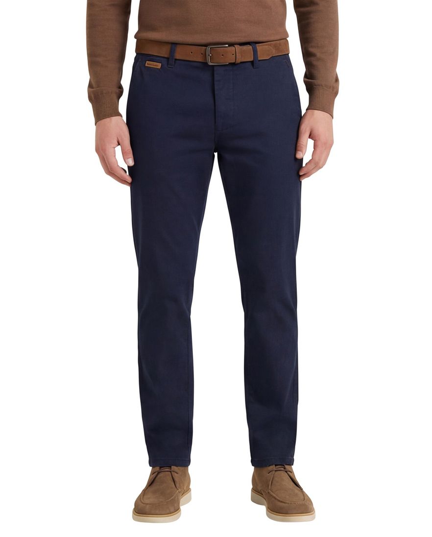 Gardeur pantalon effen donkerblauw flatfront