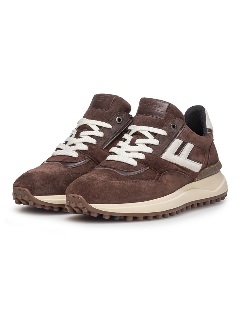 Sneakers Floris van Bommel effen bruin rubber en suede