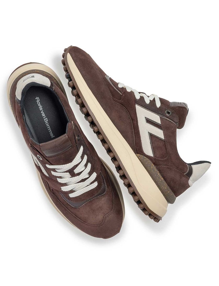 Sneakers Floris van Bommel effen bruin rubber en suede