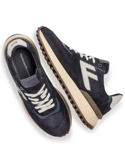 Floris van Bommel sneaker donkerblauw hoge zool