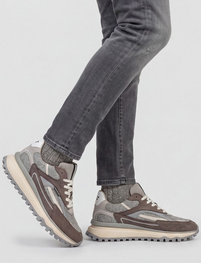 sneakers Floris van Bommel effen bruin