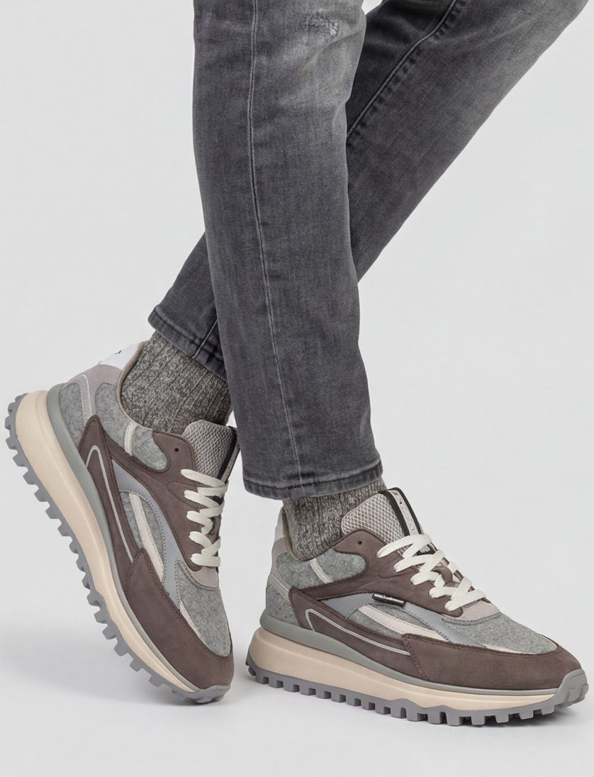 sneakers Floris van Bommel effen bruin