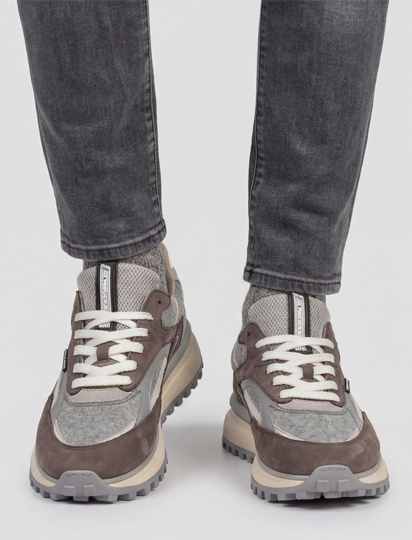 sneakers Floris van Bommel effen bruin