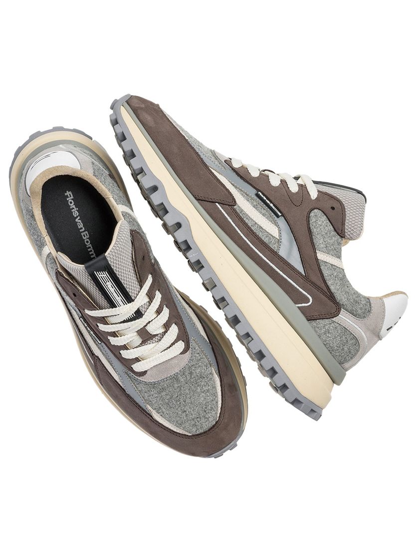 sneakers Floris van Bommel effen bruin