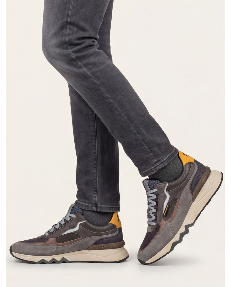 Grijze geprinte sneaker Floris van Bommel suede