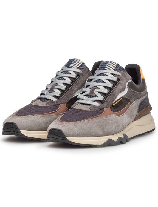 Grijze geprinte sneaker Floris van Bommel suede