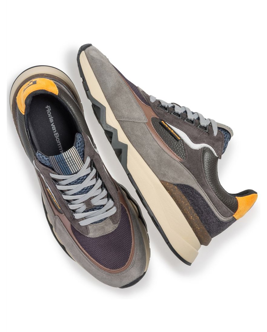 Grijze geprinte sneaker Floris van Bommel suede