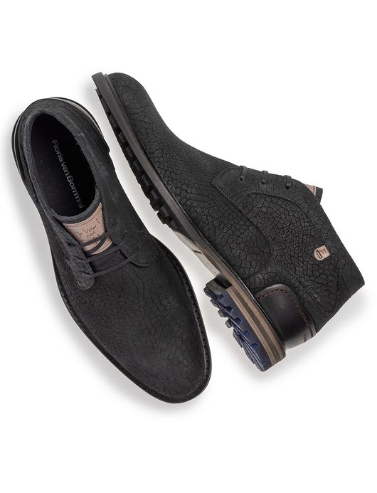 Floris van Bommel zwart Nubuck print