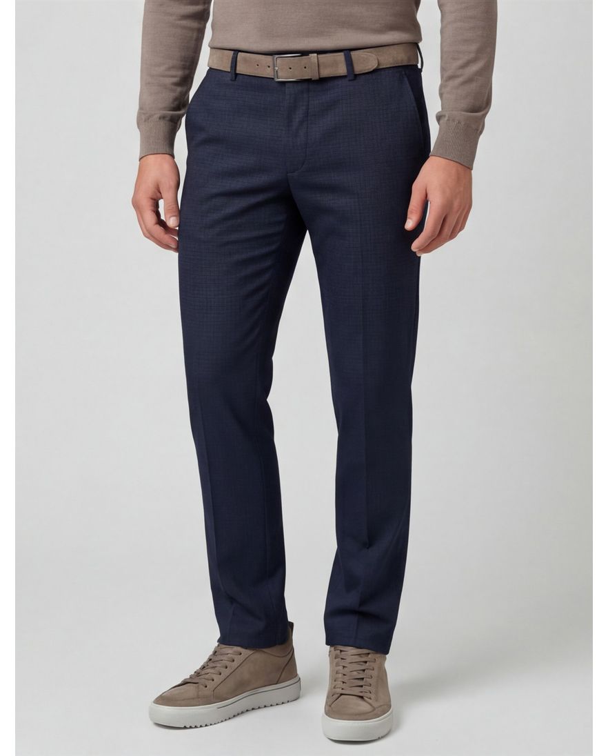 Eurex pantalon donkerblauw geruit regular fit