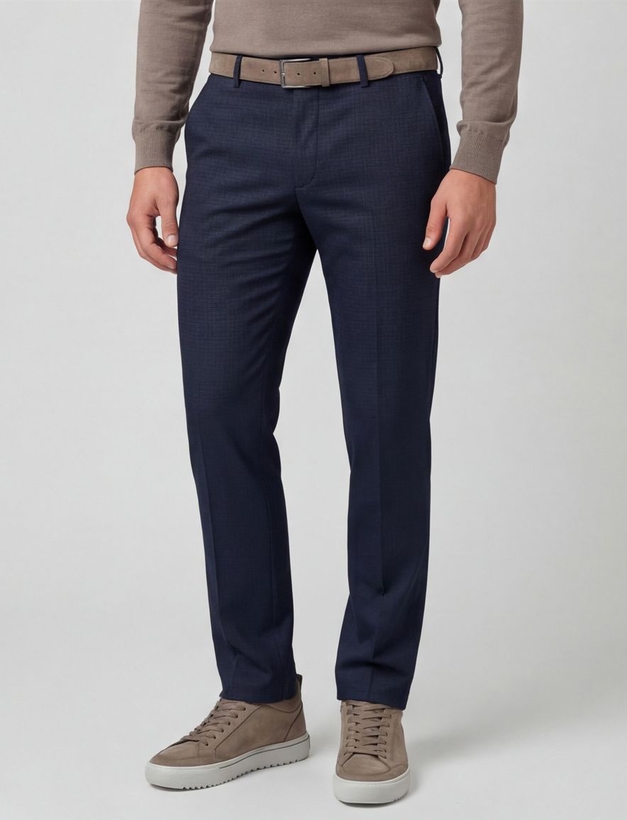 Eurex pantalon donkerblauw geruit regular fit
