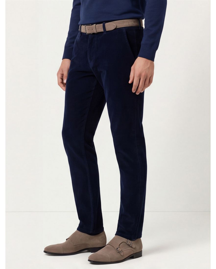 Eurex pantalon effen donkerblauw normale fit