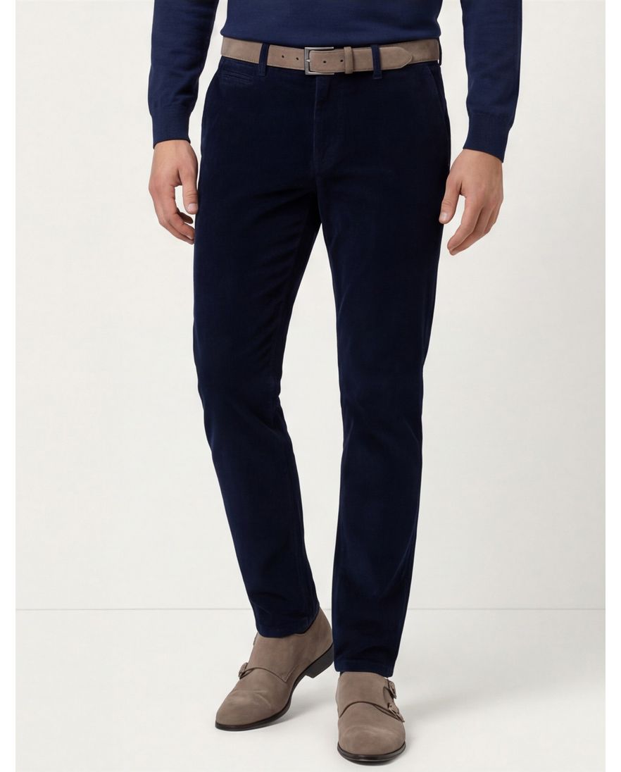 Eurex pantalon effen donkerblauw normale fit