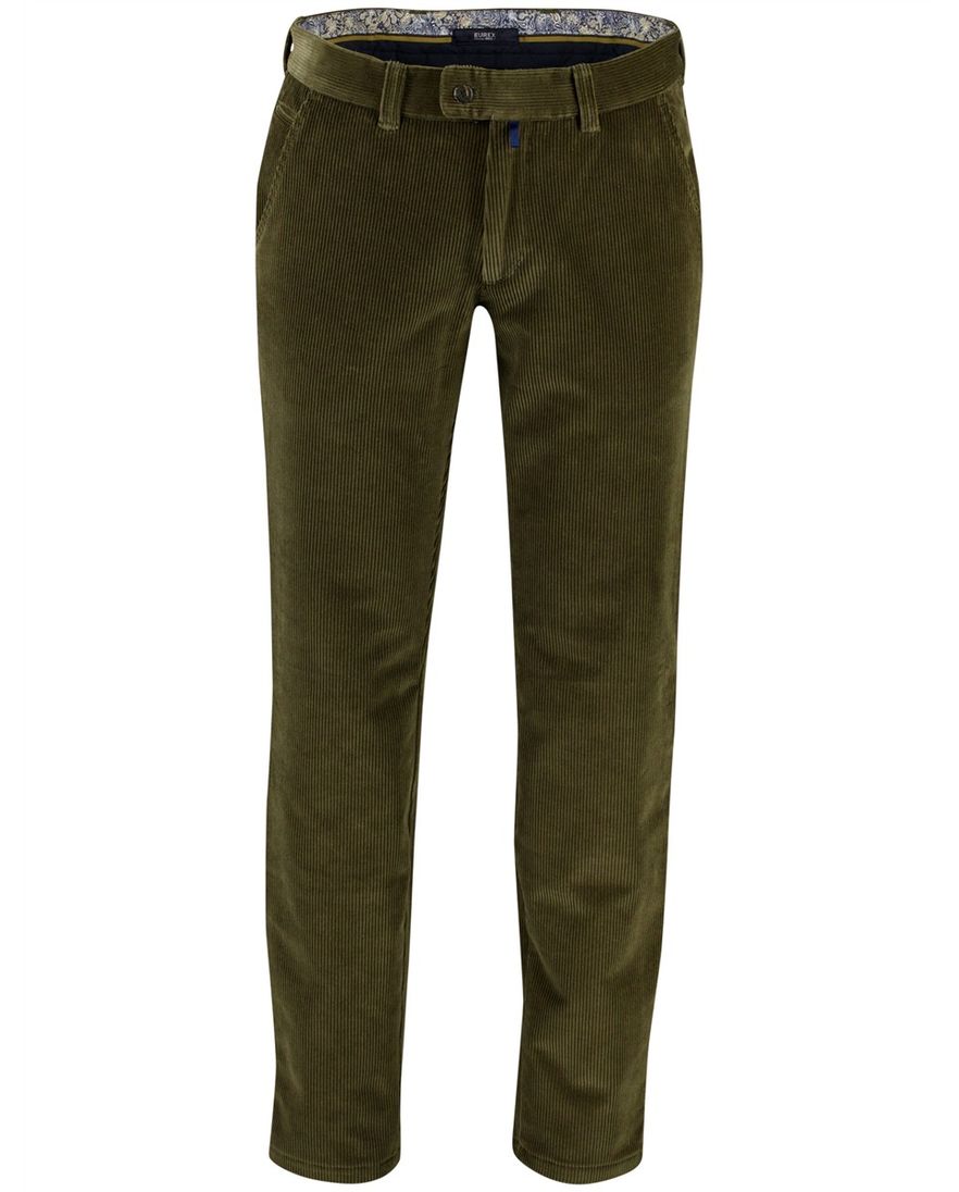 Eurex effen groen pantalon katoen normale fit