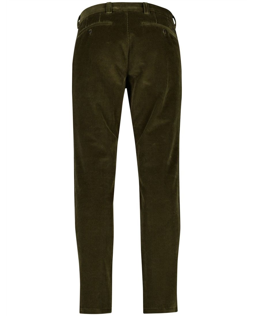 Eurex effen groen pantalon katoen normale fit
