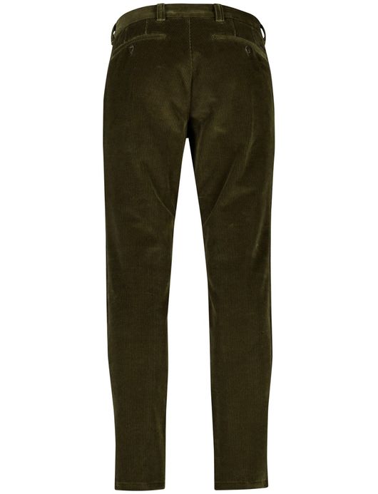 Eurex groen effen pantalon katoen normale fit
