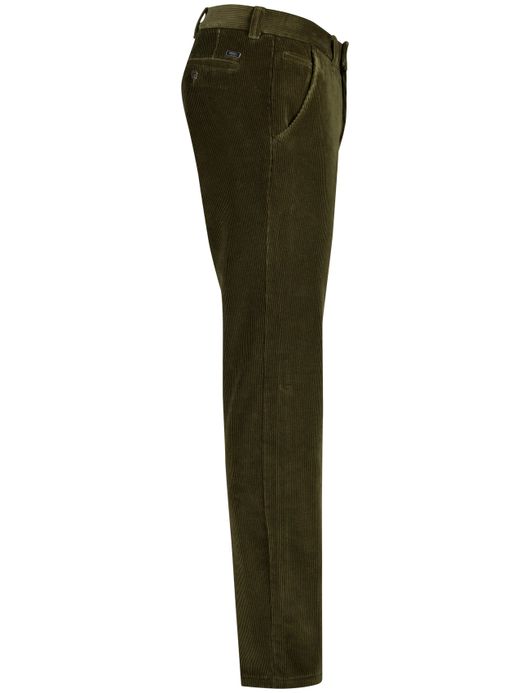 Eurex groen effen pantalon katoen normale fit