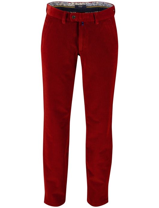 Eurex pantalon rood rib structuur normale fit effen