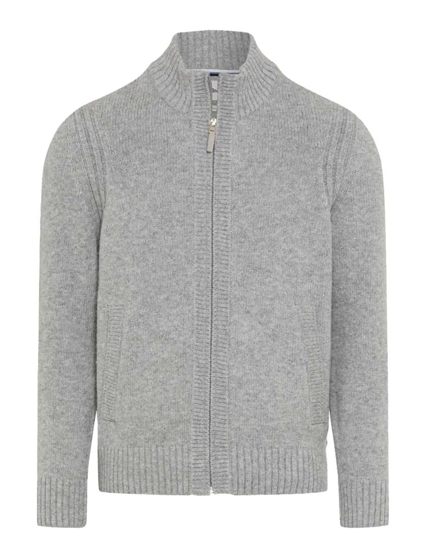 vest Brax grijs wol effen