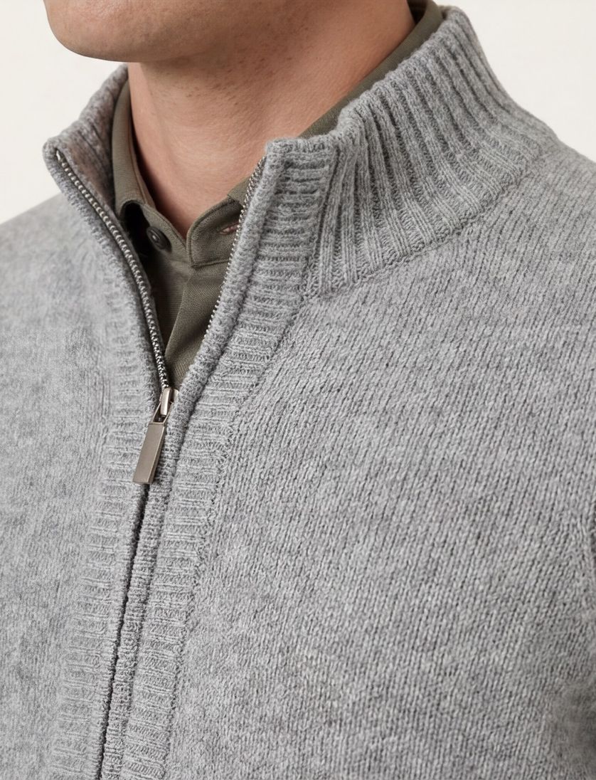 vest Brax grijs wol effen