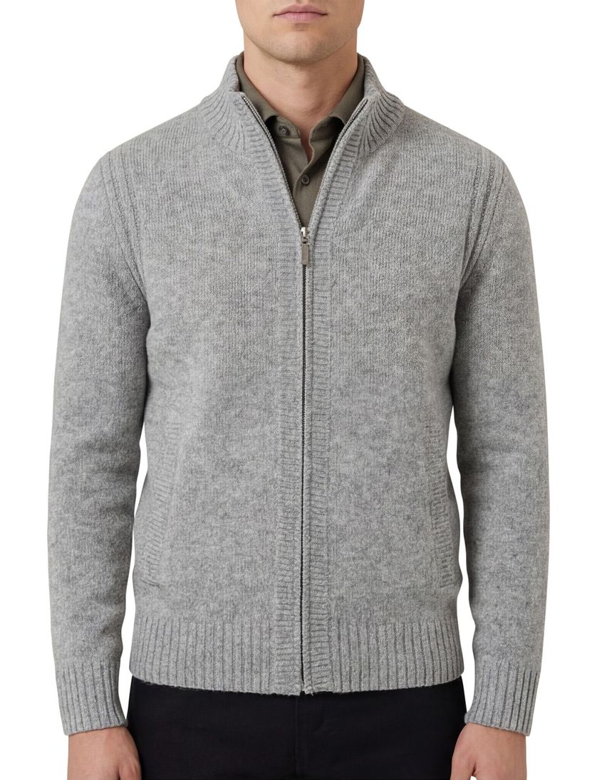 vest Brax grijs wol effen