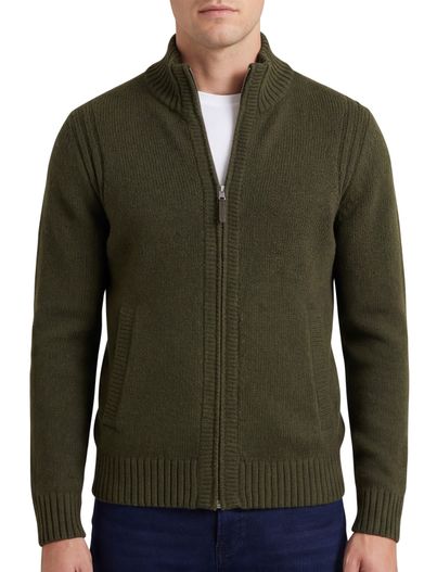 Brax Brax vest groen effen gebreid