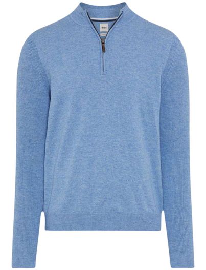 Brax Brax trui half zip licht blauw