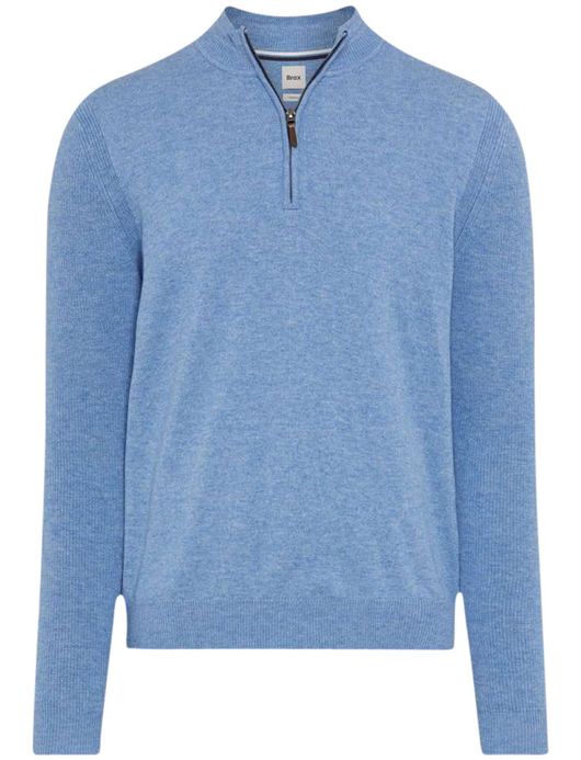 Brax trui half zip licht blauw