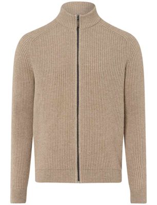 Brax Brax trui half zip beige scheerwol en kasjmier