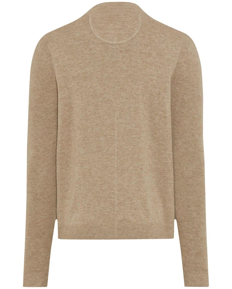 Brax trui half zip beige scheerwol en kasjmier