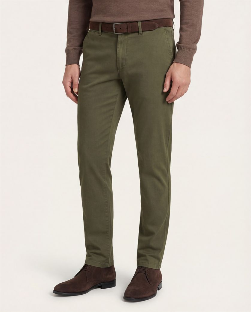 Eurex pantalon katoen effen groen normale fit