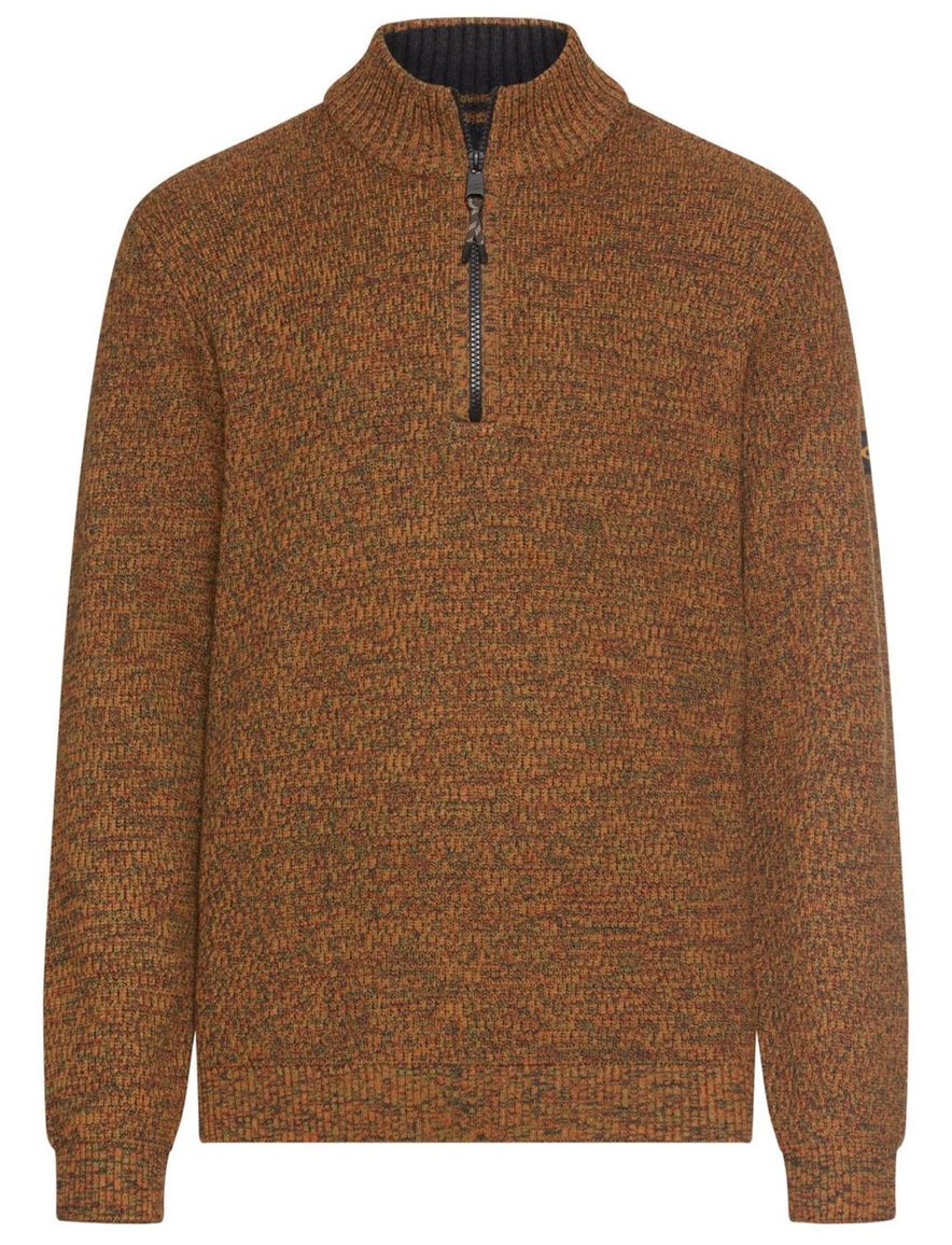 Camel Active trui half zip bruin katoen