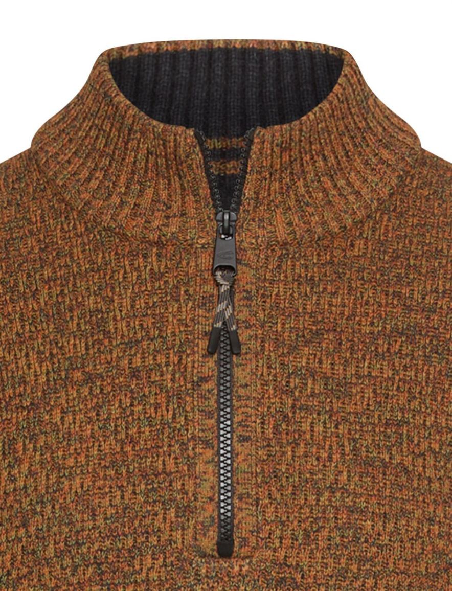 Camel Active trui half zip bruin katoen