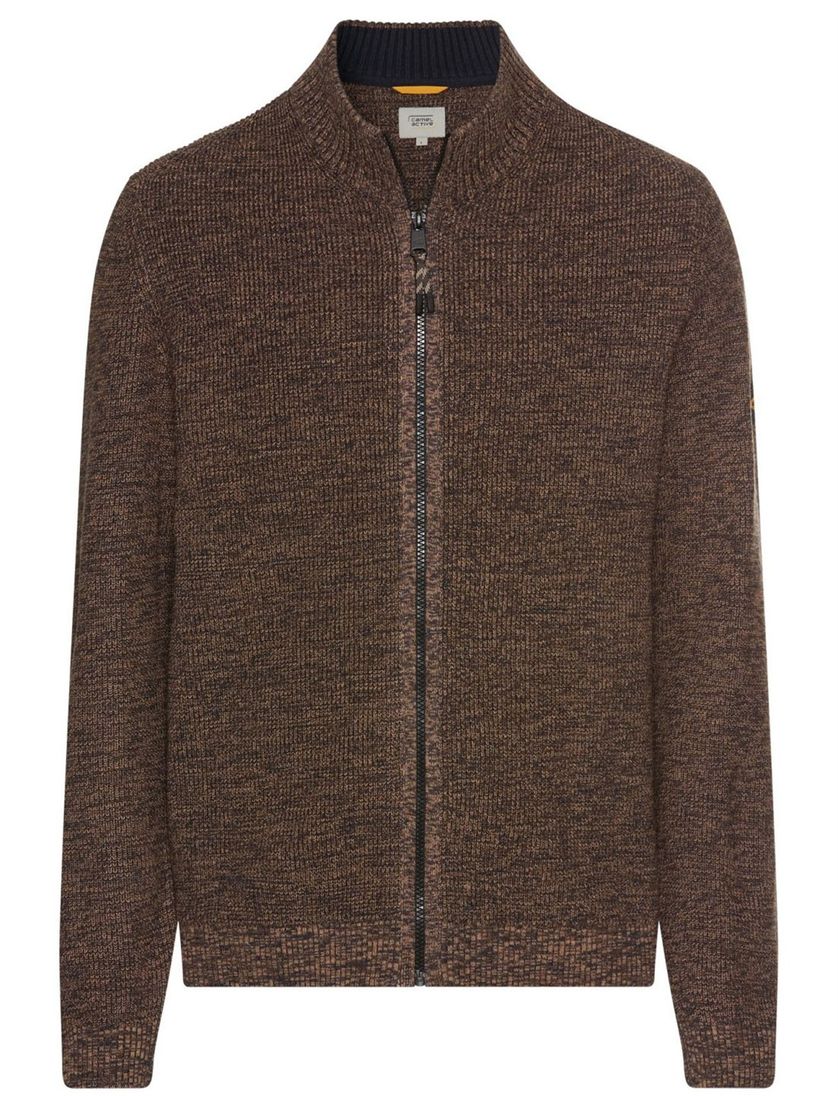 vest Camel Active donkerbruin gemêleerd katoen