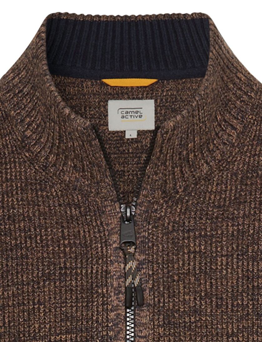 vest Camel Active donkerbruin gemêleerd katoen