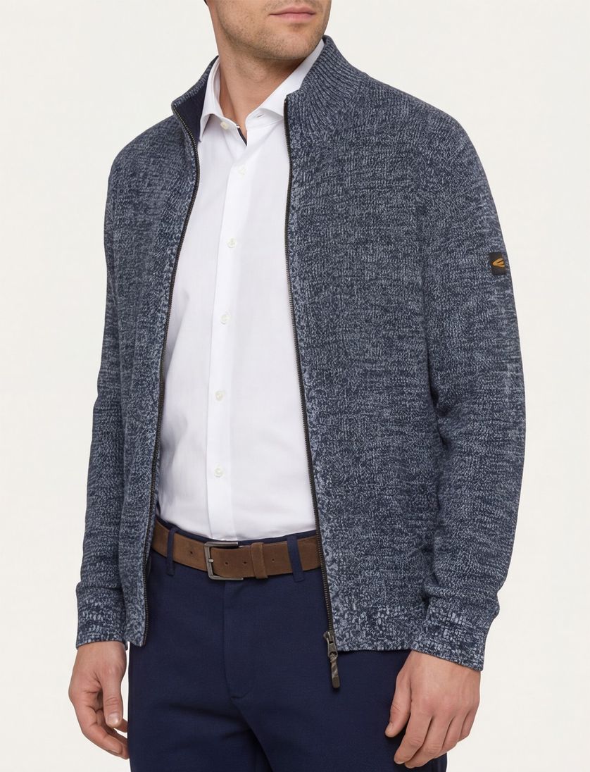 vest Camel Active blauw gemêleerd katoen