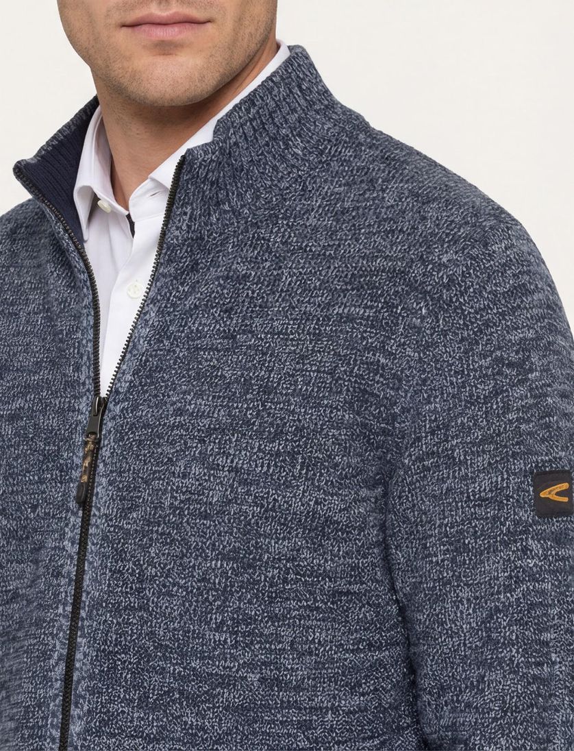 vest Camel Active blauw gemêleerd katoen