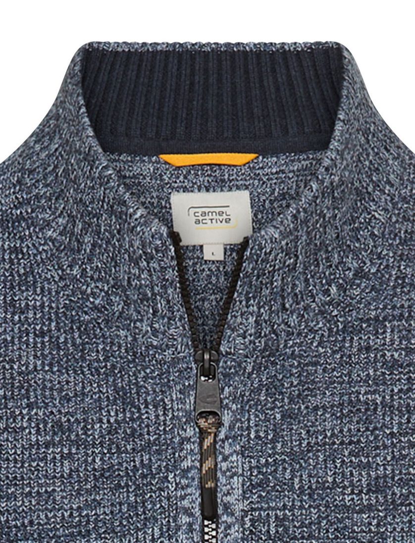 vest Camel Active blauw gemêleerd katoen