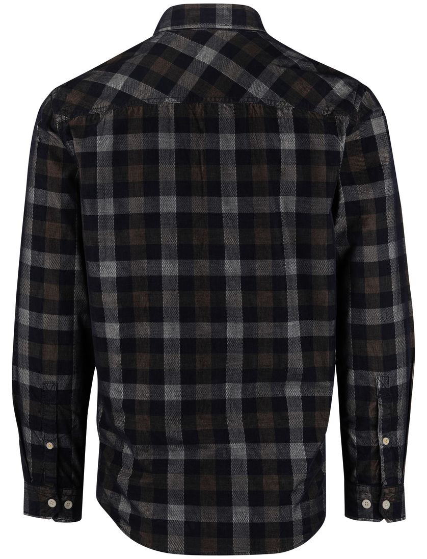 Camel Active Overhemd bruin wit geruit button-down collar