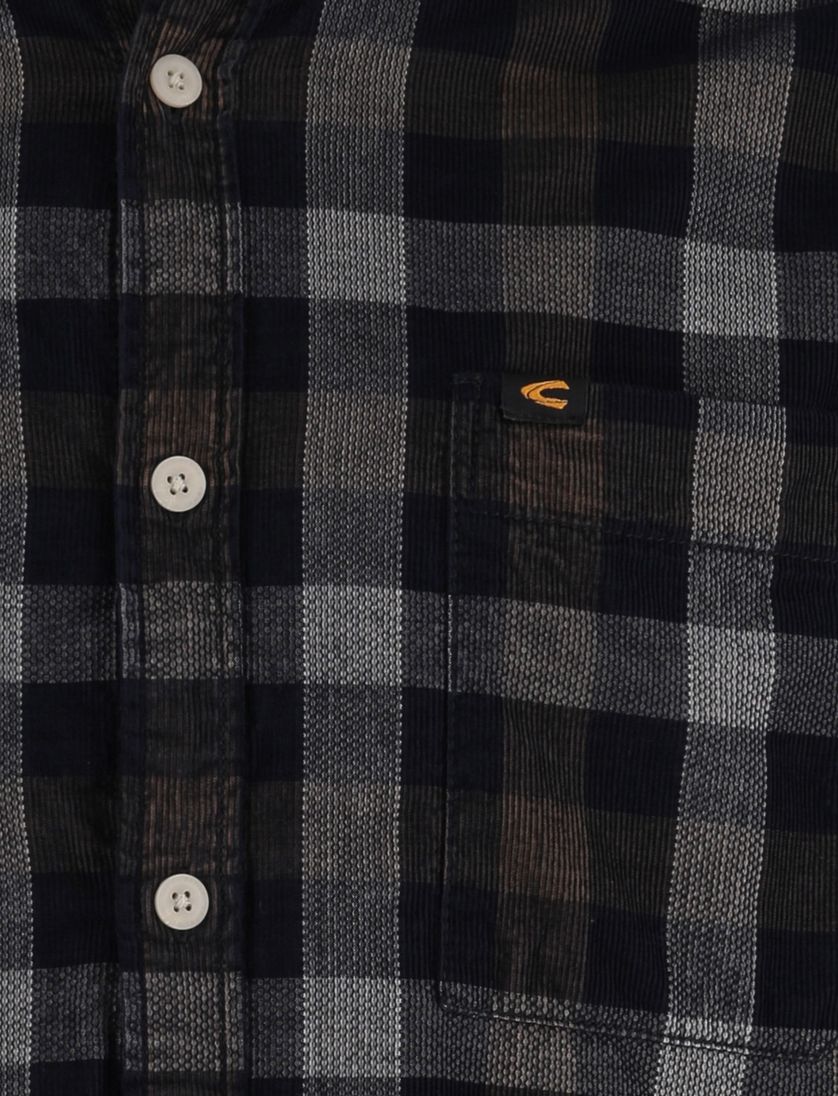 Camel Active Overhemd bruin wit geruit button-down collar