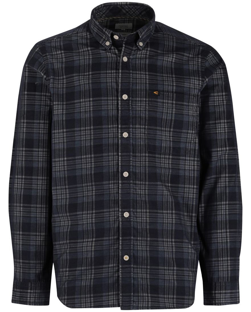 Camel Active Overhemd blauw wit geruit katoen