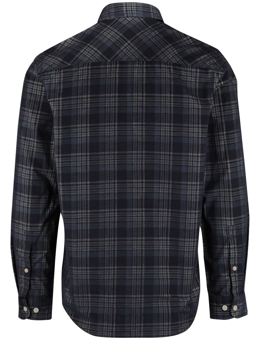 Camel Active Overhemd blauw wit geruit button-down collar